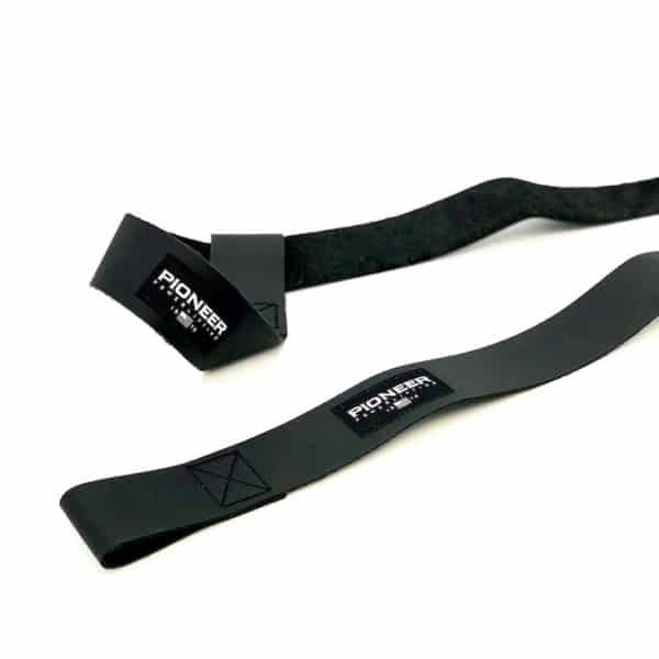 Black Leather Lifting Straps by Pioneer
