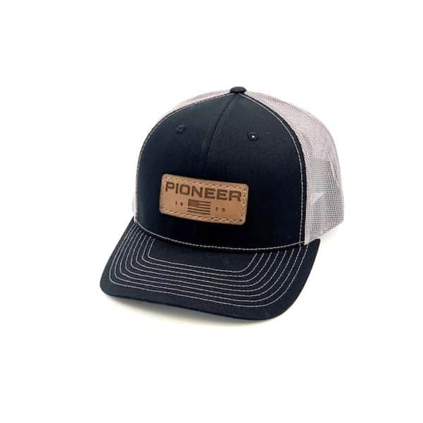Leather Patch Hat -BL-BR-Front