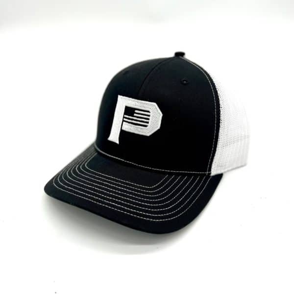 black and white pioneer hat