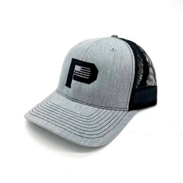 grey and black pioneer hat